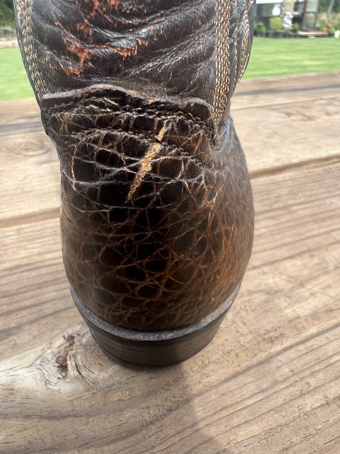 Justin Men's Pre-ban Sea Turtle Brown Cowboy Boots, Round Toe Size 8 B