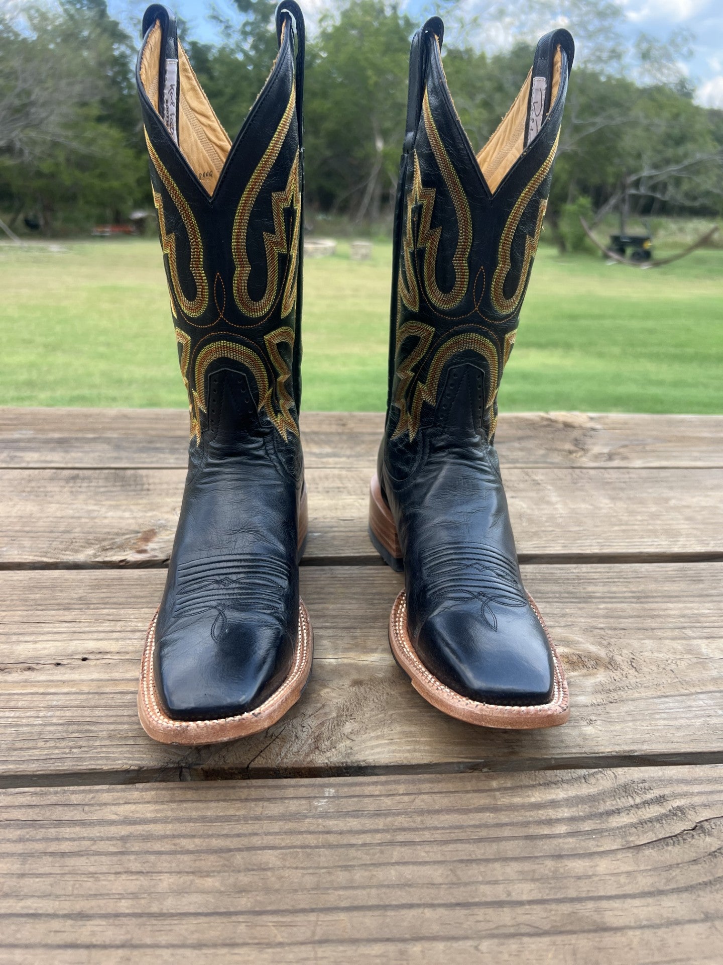 Rod Patrick Men's (NOS) Black Buffalo Cowboy Boots, French Toe Size 8 AAA