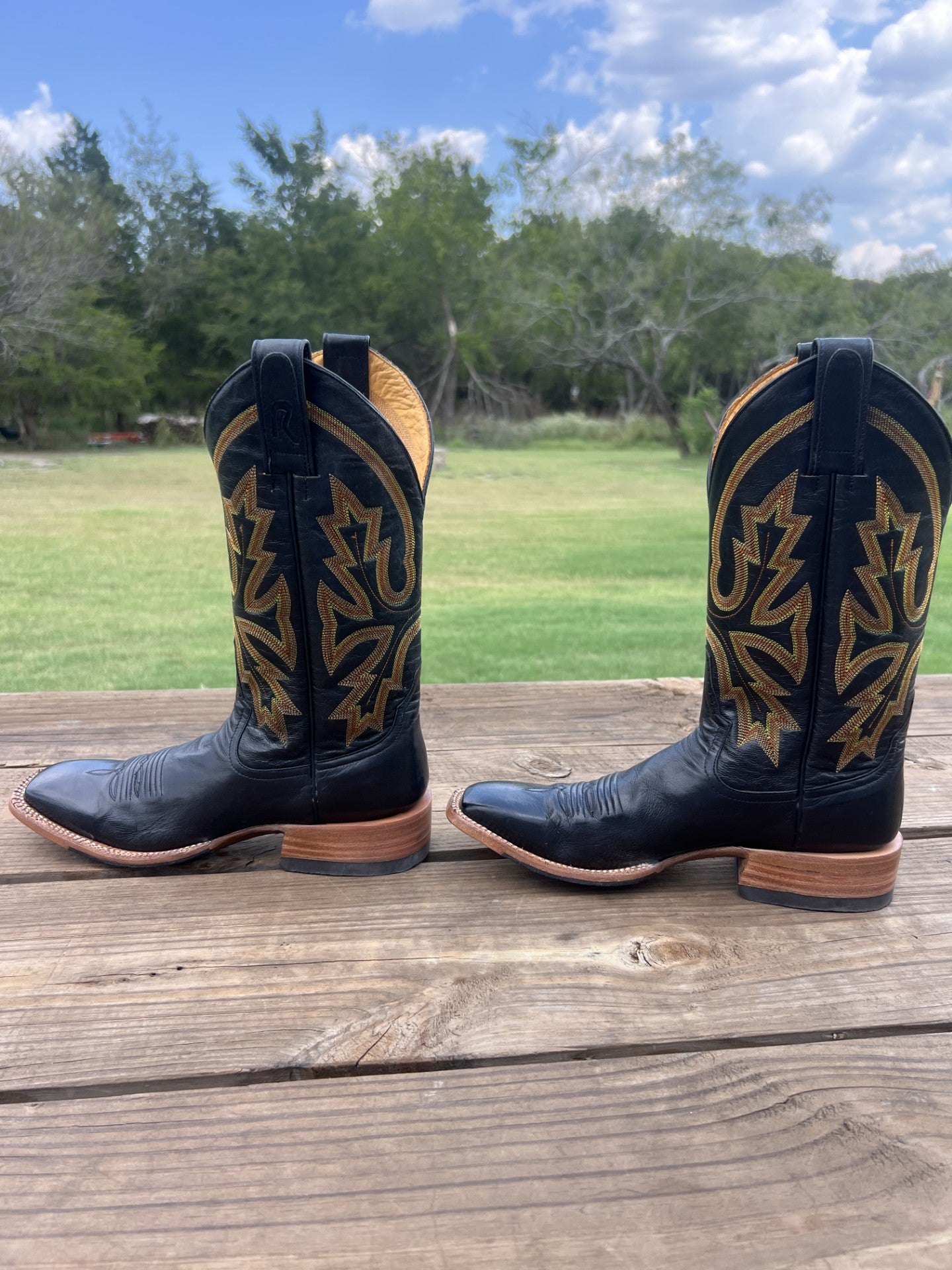 Rod Patrick Men's (NOS) Black Buffalo Cowboy Boots, French Toe Size 8 AAA