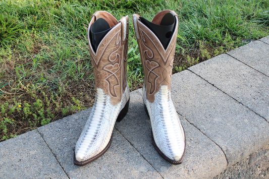 Dan Post Men's Natural Cobra Cowboy Boots, Snip Toe Size 9 D