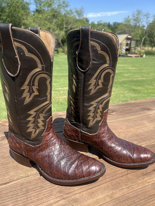 Crown Men's Brown Preban Anteater Cowboy Boots, Round Toe Size 8.5 D