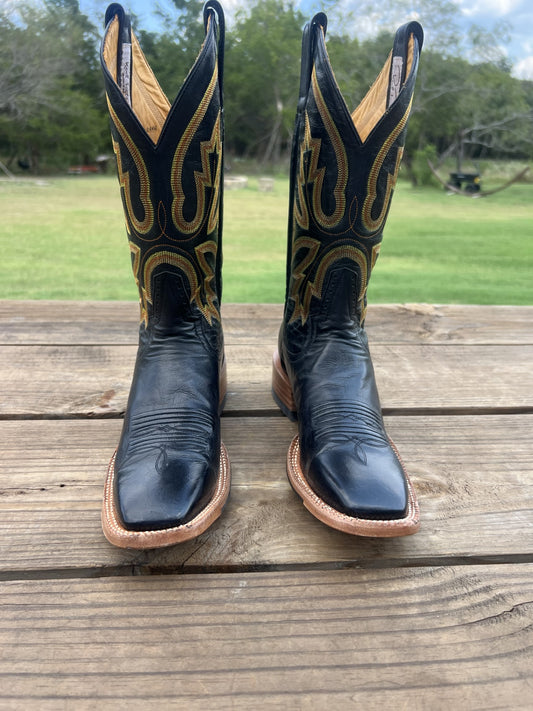 Rod Patrick Men's (NOS) Black Buffalo Cowboy Boots, French Toe Size 8 AAA