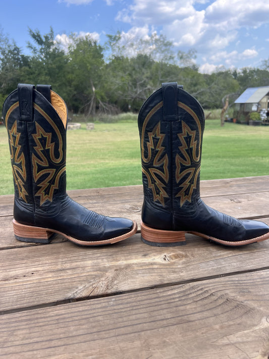 Rod Patrick Men's (NOS) Black Buffalo Cowboy Boots, French Toe Size 8 AAA