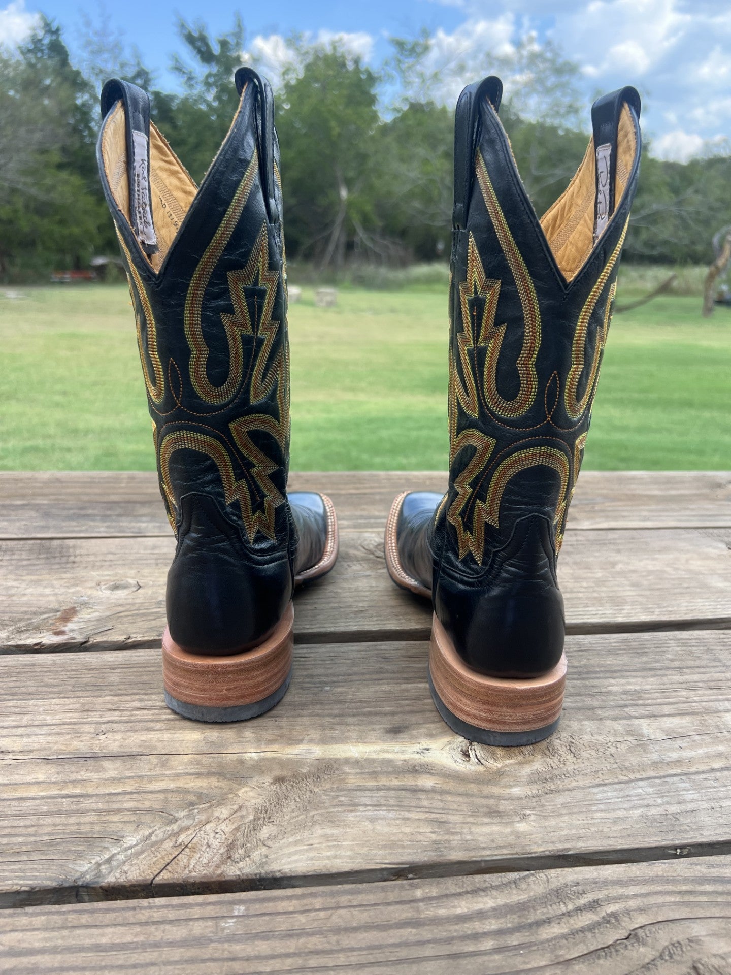 Rod Patrick Men's (NOS) Black Buffalo Cowboy Boots, French Toe Size 8 AAA